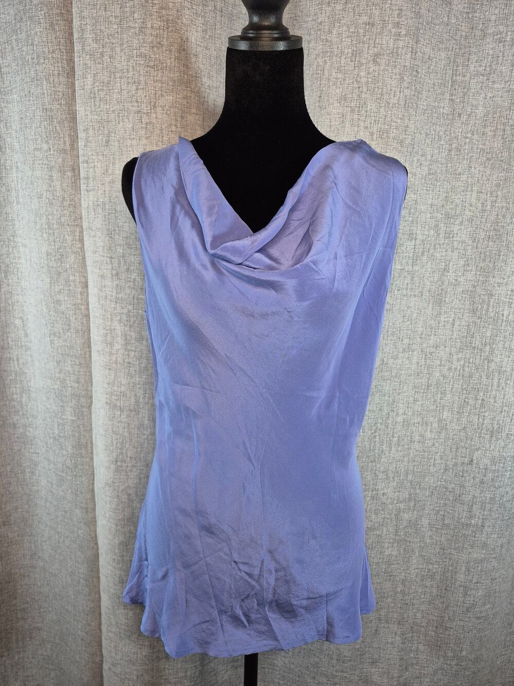 Aliki Yamani Creations 100% Silk Lavender Cowl Neck Sleeveless Blouse Top M